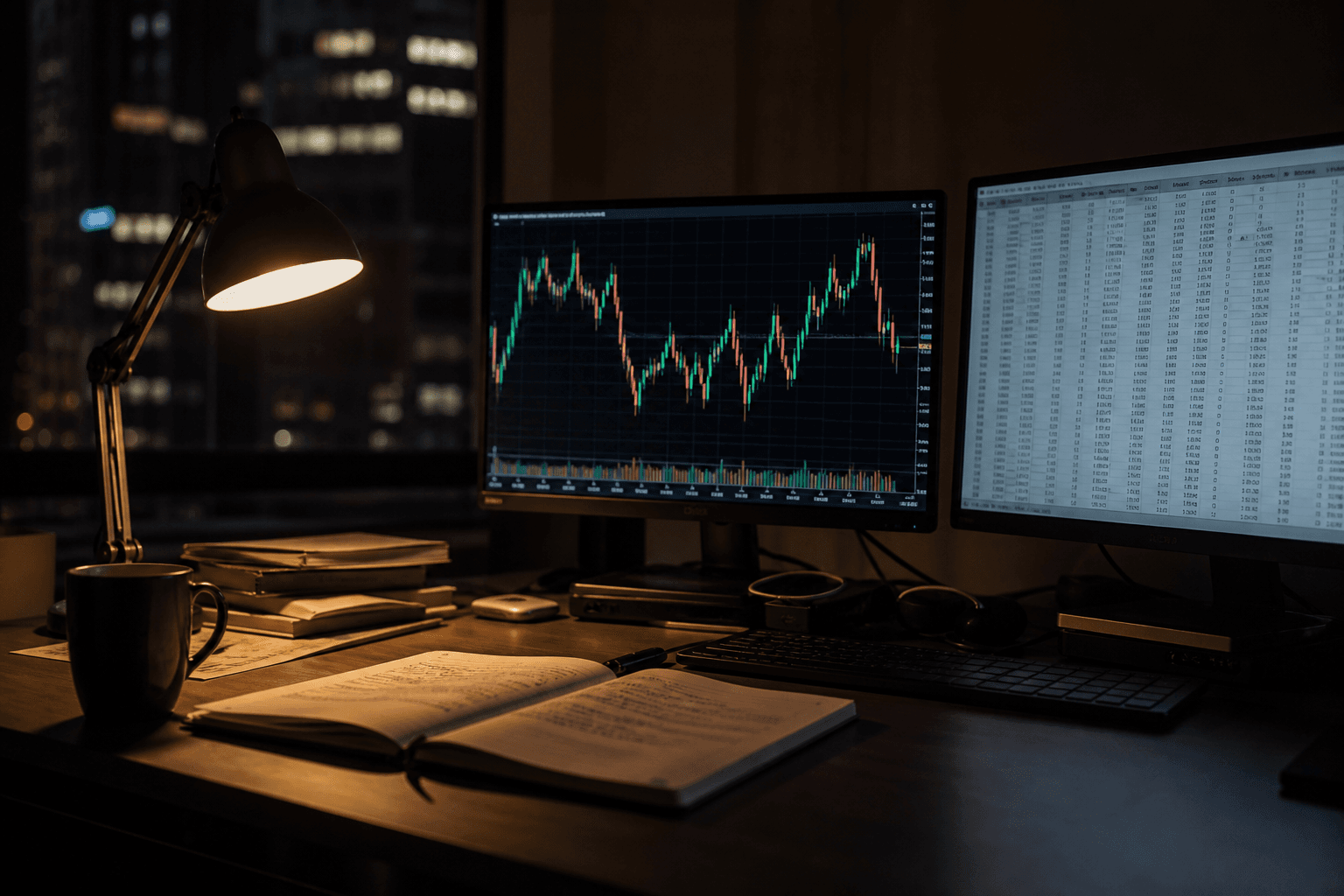Charts open on the night desk